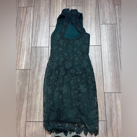 Lauren Ralph Lauren Green Lace Lined Bodycon Halter Dress Size 2 - Picture 7 of 7